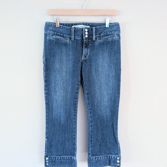Vintage Gap Ultra Low-Rise Cropped Stretch 4R Denim Jean Cotton Button Capri - Picture 1 of 11